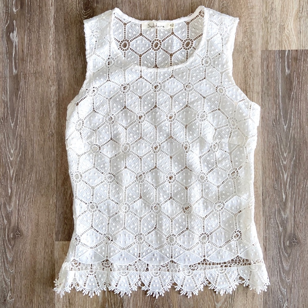 White Lace Sleeveless Tank Top